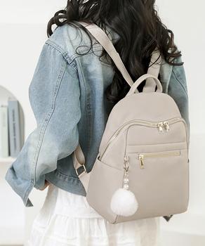 リュックサック 軽量 ファーチャーム付き 送料無料 即日発送-4