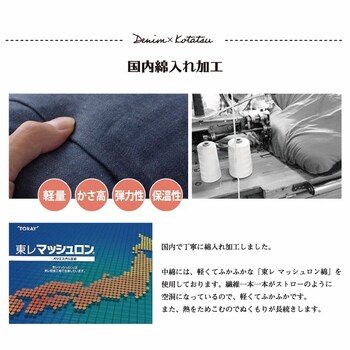 こたつ布団 電気代節約 おしゃれ 正方形 デニム ネイビー 約 190×190cm 送料無料-3