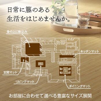 ラグ 籐 ラグ カーペット 自然素材 ひんやり インドネシア産 むしろ 江戸間6畳 約261×352cm 送料無料-3