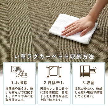 ラグ い草ラグ 花ござ カーペット 格子柄 ナチュラル シンプル 和室 洋室 消臭 江戸間4.5畳 約261×261cm レイクブルー ブラウン 送料無料-8