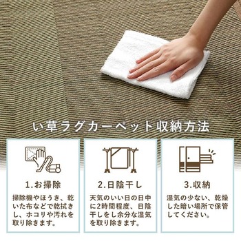 ラグ い草ラグ 花ござ カーペット 格子柄 ナチュラル シンプル 和室 抗菌防臭 江戸間6畳 約261×352cm レイクブルー ブラウン 送料無料-7