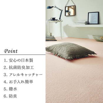 カーペット ラグ 日本 抗菌 消臭 清潔 撥水 抗アレル物質 ダニ対策 無地 江戸間 4.5畳 約261×261cm 送料無料-6