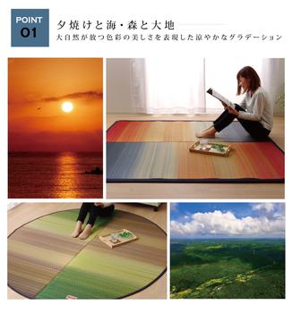 ラグ い草ラグ 国産 ラグ カーペット 長方形 カラフル Fジョイ 約140×200cm 裏 ウレタン レッド グリーン 送料無料-2