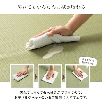 ラグ 洗える ござ 日本製 国産 カーペット 丈夫 除菌スプレー対応 敷詰 ラグ 敷物 ペット 無地 グリーン 江戸間4.5畳 約261×261cm 送料無料-13