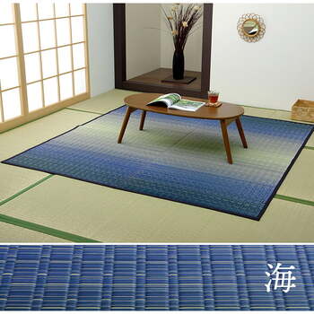 敷物 花ござ 国産 純国産 日本製 い草 掛川織 モダン 抗菌防臭 自然素材 草原 グリーン 江戸間4.5畳 約261×261cm ソウゲン ウミ 送料無料-10