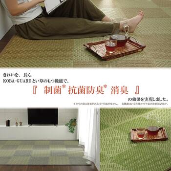 敷物 花ござ 国産 純国産 日本製 小林製薬 持続性抗菌剤 KOBA GUARD モダン 江戸間4.5畳 約261×261cm 送料無料-4
