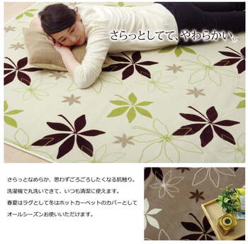 ラグ カーペット 3畳 洗える 抗菌 防臭 無地 WSプランタ 約200×250cm ホットカーペット対応 ブラウン グリーン 送料無料-4