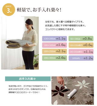 ラグ カーペット 3畳 洗える 抗菌 防臭 無地 WSプランタ 約200×250cm ホットカーペット対応 ブラウン グリーン 送料無料-7