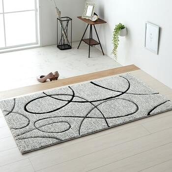 ラグ トルコ製 ウィルトン織り カーペット ラグ 絨毯 長方形 リーフ柄 モダン アイボリー 約200×250cm 送料無料-2