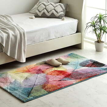 ラグ トルコ製 ウィルトン織カーペット ラグ 絨毯 長方形 リーフ柄 約160×230cm マルチ グリーン 送料無料-3