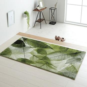 ラグ トルコ製 ウィルトン織カーペット ラグ 絨毯 長方形 リーフ柄 約160×230cm マルチ グリーン 送料無料-4