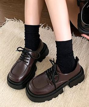 厚底ローファー レースアップシューズ　レディース ドレスシューズ レザー調 送料無料 即日発送-5