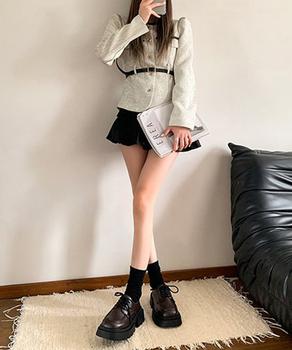 厚底ローファー レースアップシューズ　レディース ドレスシューズ レザー調 送料無料 即日発送-7