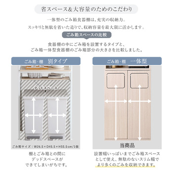さわやかなごみ箱一体型食器棚ごみ箱2つタイプ 送料無料 即日発送-4