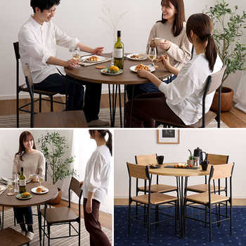 ヴィンテージ円形ダイニング５点セット 送料無料 即日発送-4