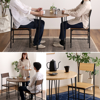 ヴィンテージ円形ダイニング３点セット 送料無料 即日発送-4