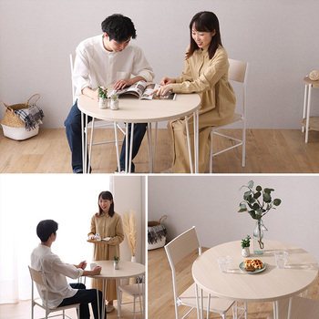 さわやかな円形ダイニング3点ホワイトオーク 送料無料 即日発送-9