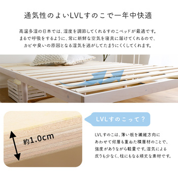 パイン材高さ2段階調整脚付きすのこベッドポケットコイルマットレスダブル 送料無料 即日発送-6