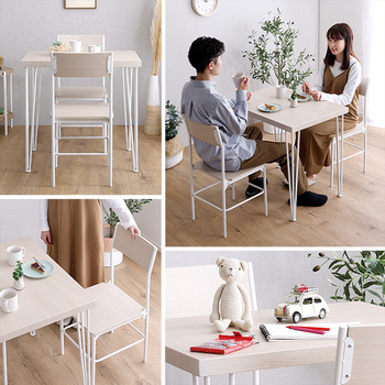 さわやかな背もたれ付きオシャレダイニング3点セット 送料無料 即日発送-2