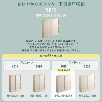 さわやかなカウンター下引き戸収納9015 送料無料 即日発送-3