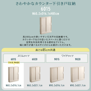 さわやかなカウンター下引き戸収納6015 送料無料 即日発送-3