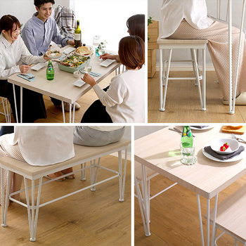 さわやかなダイニング3点テーブル＋ベンチ2脚 送料無料 即日発送-3