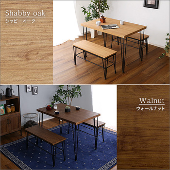 ヴィンテージダイニング3点テーブル＋ベンチ2脚 送料無料 即日発送-2