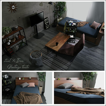 棚 収納付きヴィンテージチェストベッドセミダブル BROOK 送料無料 即日発送-8