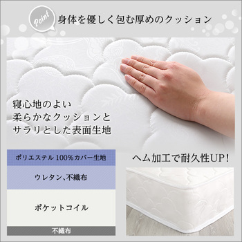 ロール梱包片面仕様ポケットコイルマットレスSheera-シェエラ-セミダブルサイズ 送料無料 即日発送-7