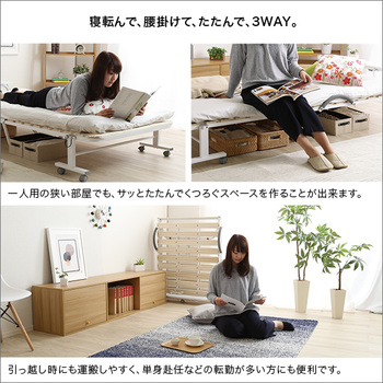 宮コンセント付き折りたたみすのこベッドArche-アルシュ 送料無料 即日発送-3