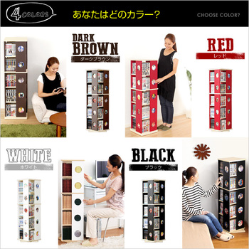 回転式の本棚回転コミックラック（5段タイプ SWK-5（本棚回転コミック 送料無料 即日発送-2
