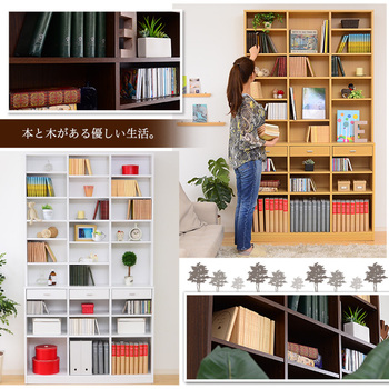 収納力抜群120cm幅引き出し付きハイタイプ本棚-Classia-クラシア 送料無料 即日発送-4