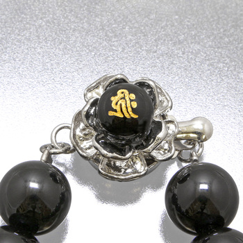 オニキス梵字ネックレス 梵字お守りカード付き 送料無料-1