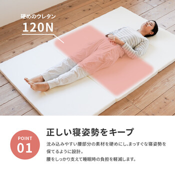 腰が気になる方に バランスマットレス セミダブル 厚さ5cm 3つ折り 日本製 約120X192X5cm 送料無料-2