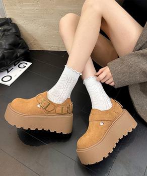 厚底ローファー レディース スエード調 送料無料 即日発送-4