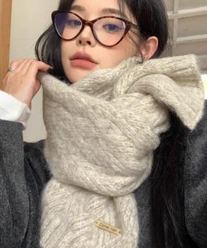 カシミアタッチニットマフラー 暖かい秋冬 送料無料 即日発送-3