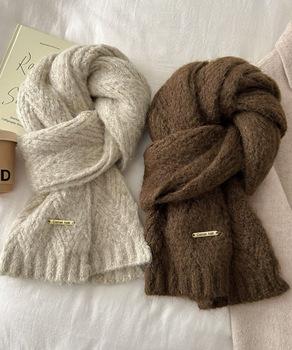 カシミアタッチニットマフラー 暖かい秋冬 送料無料 即日発送-6