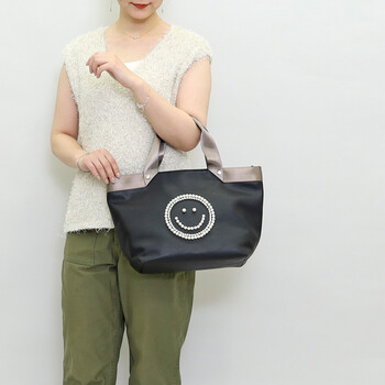 テープハンドルxビーズ刺繍トートバッグ 2026新作 COOCO クーコ SMILEY 送料無料 即日発送-13