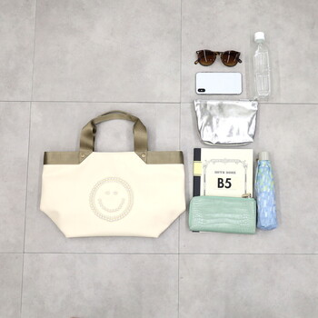 テープハンドルxビーズ刺繍トートバッグ 2026新作 COOCO クーコ SMILEY 送料無料 即日発送-4