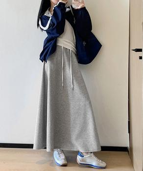 スウェットロングスカート 美脚 春秋冬 送料無料 即日発送-3