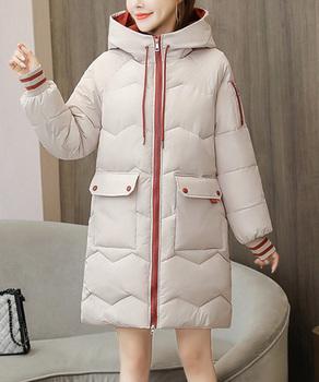 フード付きロングダウンコート中綿アウター 送料無料 即日発送-3