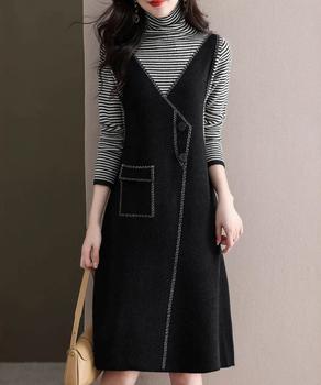 レイヤード風ニットワンピース レディース 送料無料 即日発送-2