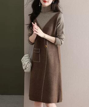 レイヤード風ニットワンピース レディース 送料無料 即日発送-5