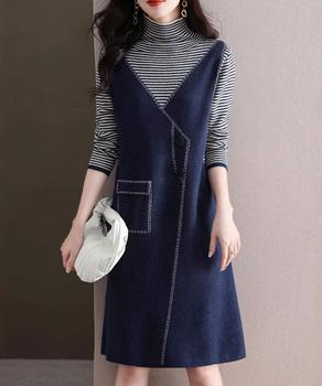 レイヤード風ニットワンピース レディース 送料無料 即日発送-6