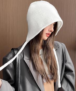 耳あて付き ニットハット 小顔ニット帽子 送料無料 即日発送-4