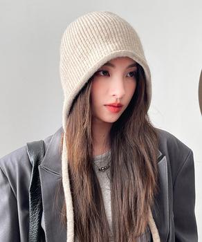 耳あて付き ニットハット 小顔ニット帽子 送料無料 即日発送-5