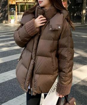 ダウンジャケットフード付きダウン風コート 送料無料 即日発送-5