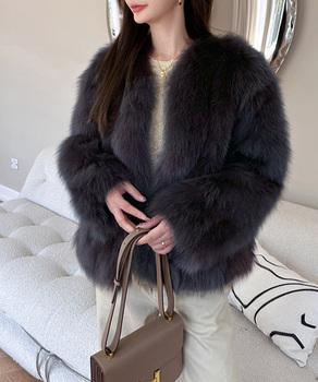 ノーカラーフェイクファージャケット 送料無料 即日発送-2