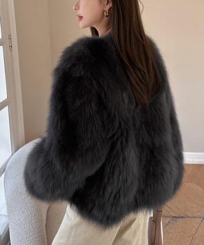 ノーカラーフェイクファージャケット 送料無料 即日発送-3