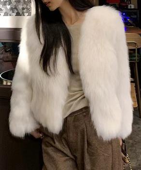 ノーカラーフェイクファージャケット 送料無料 即日発送-4